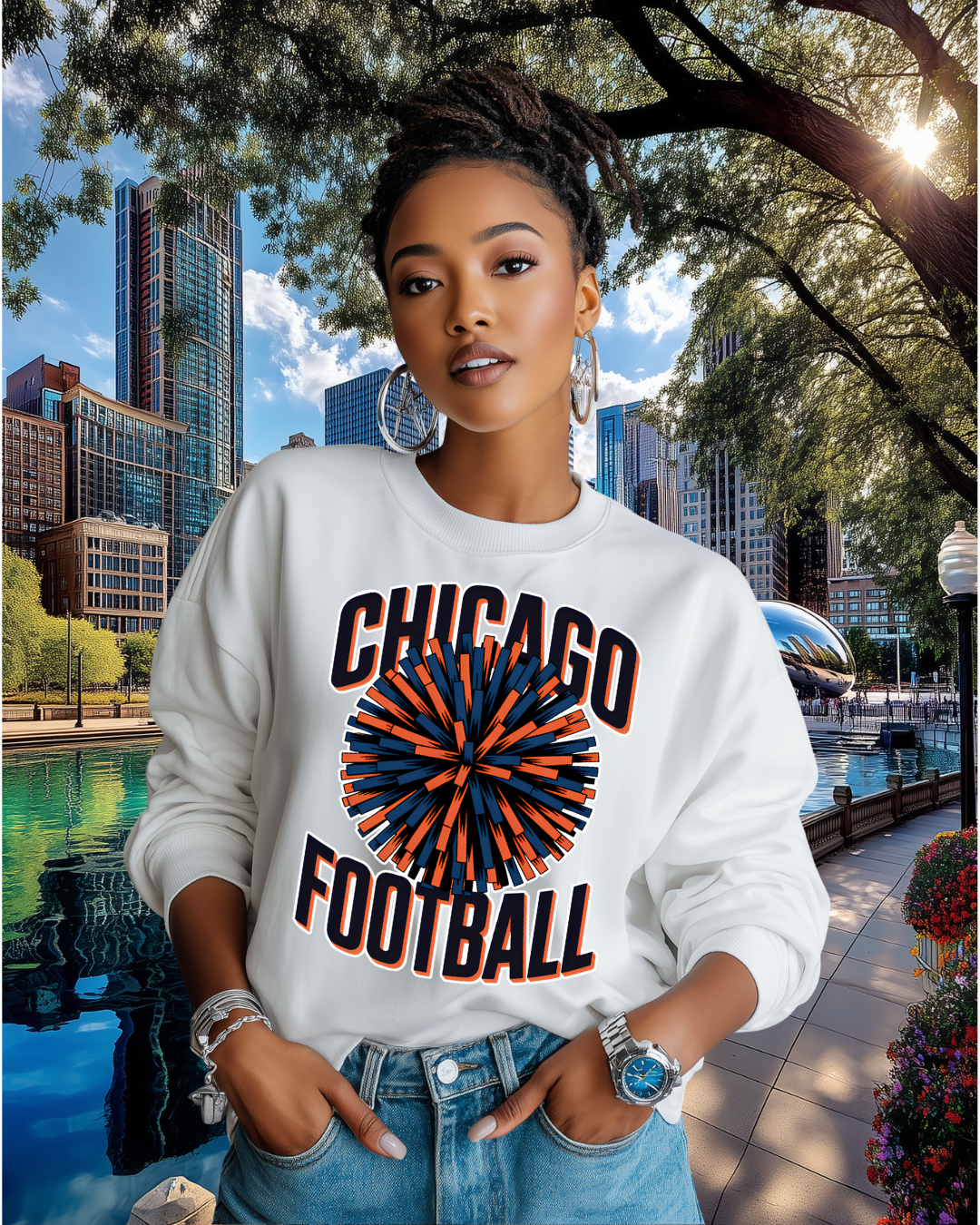Chicago Football with Pom Pom