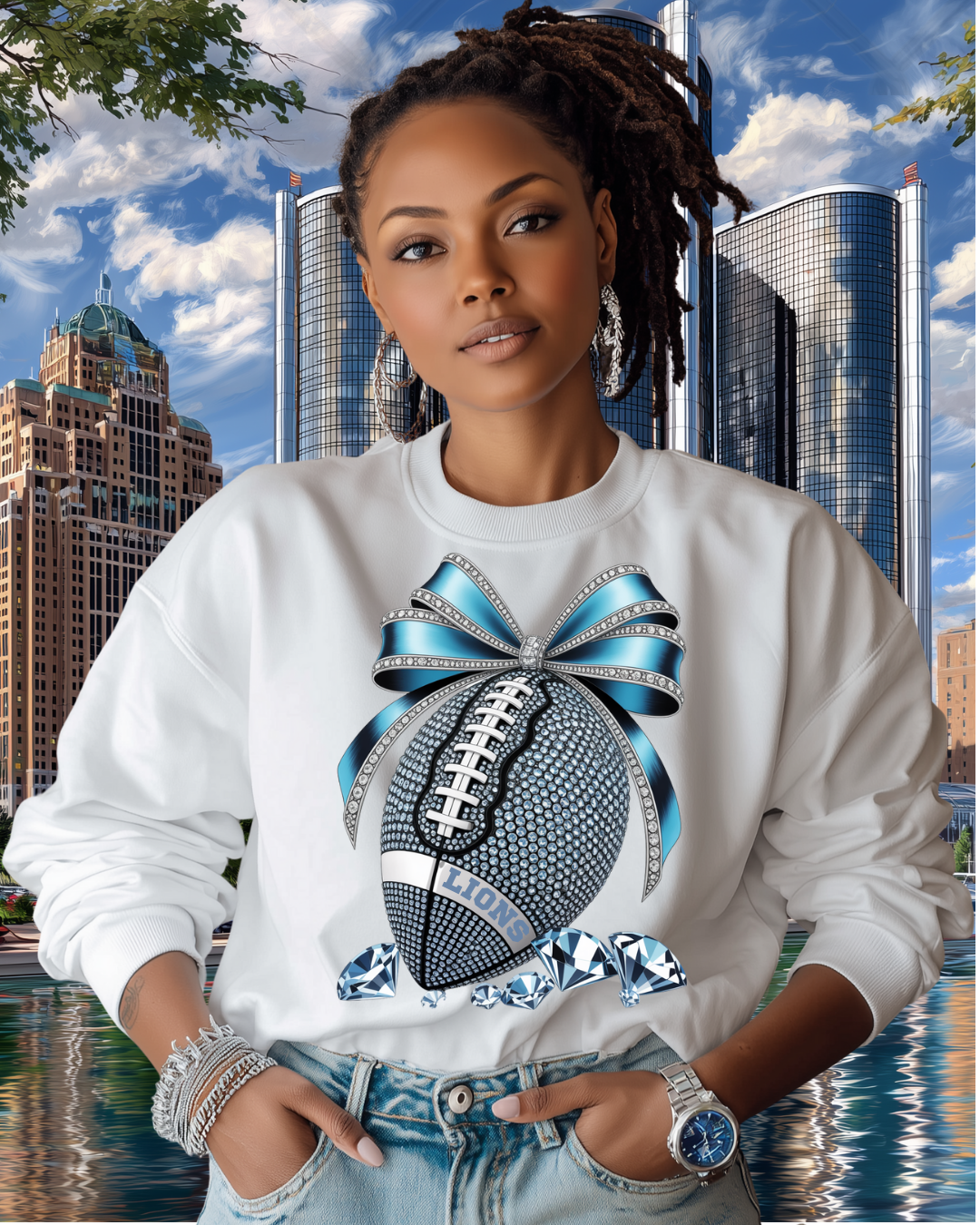 Detroit Lions Bling Football Option 2