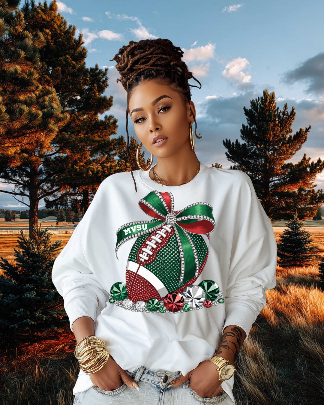 MVSU Bling Football Sweatshirt