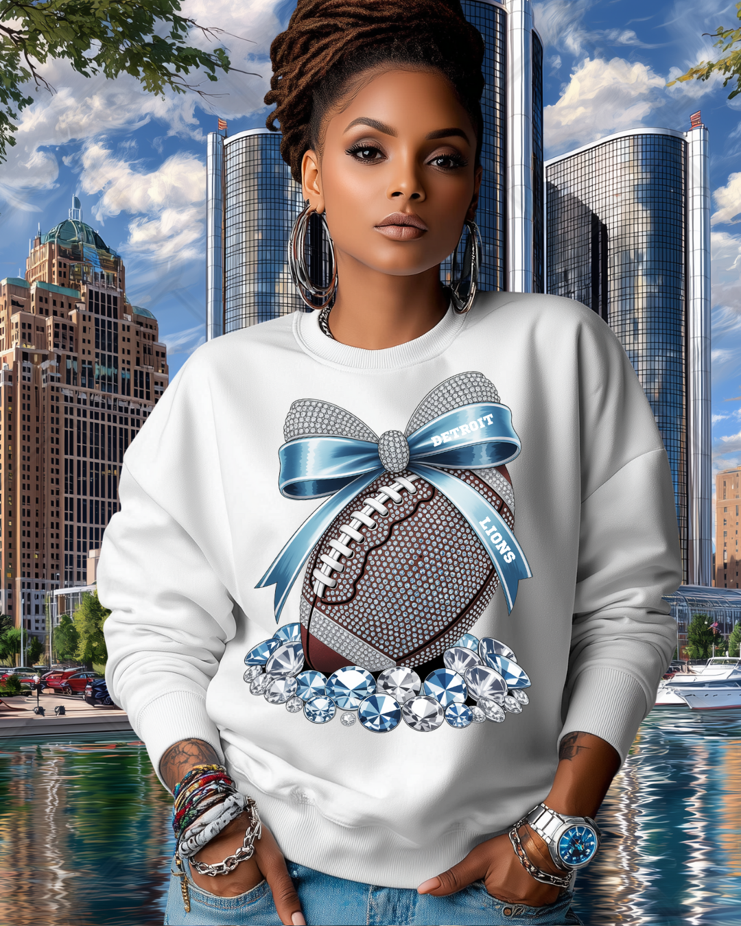 Detroit Lions Bling Football