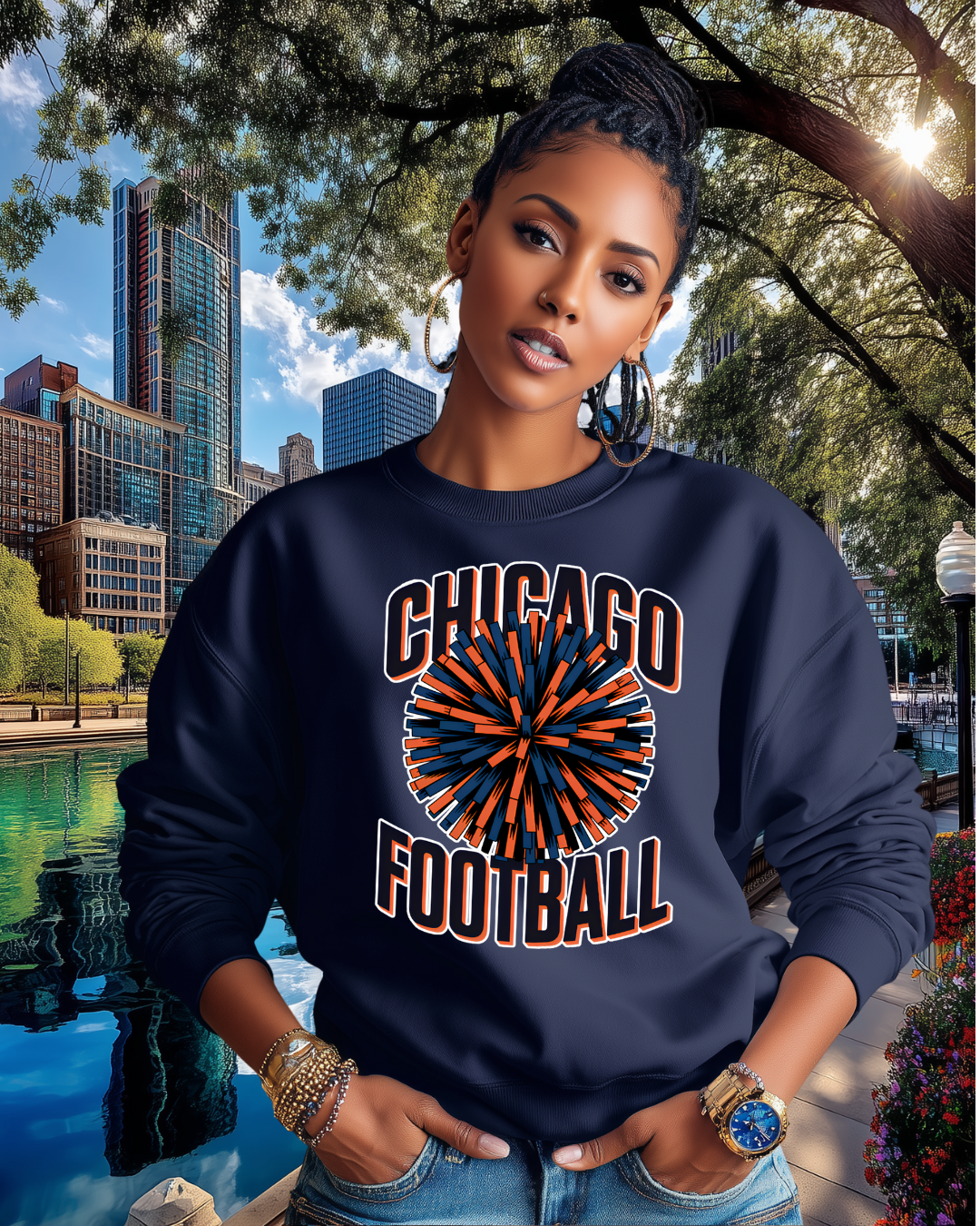 Chicago Football with Pom Pom