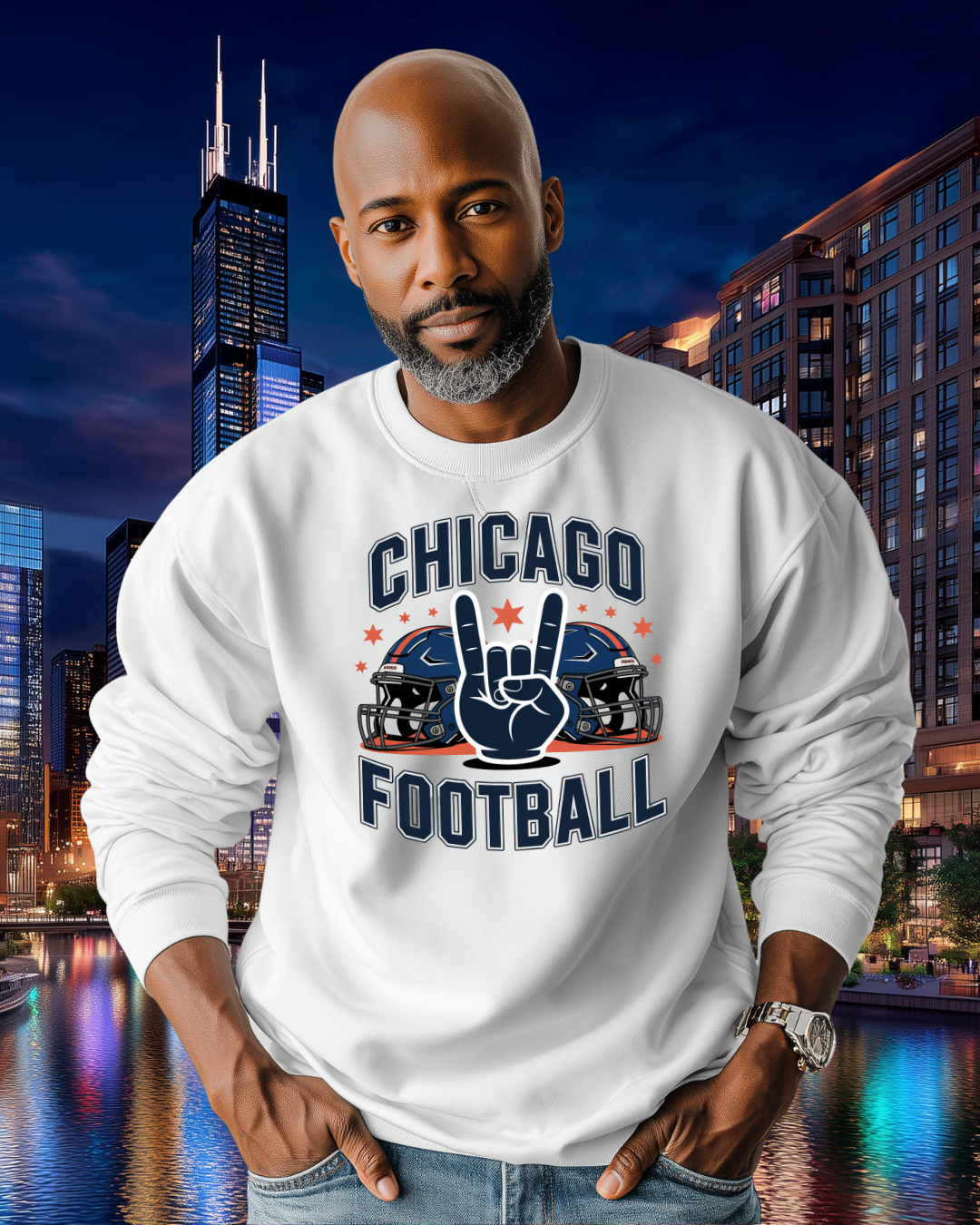 Chicago Football with Hang Loose Double Helmets
