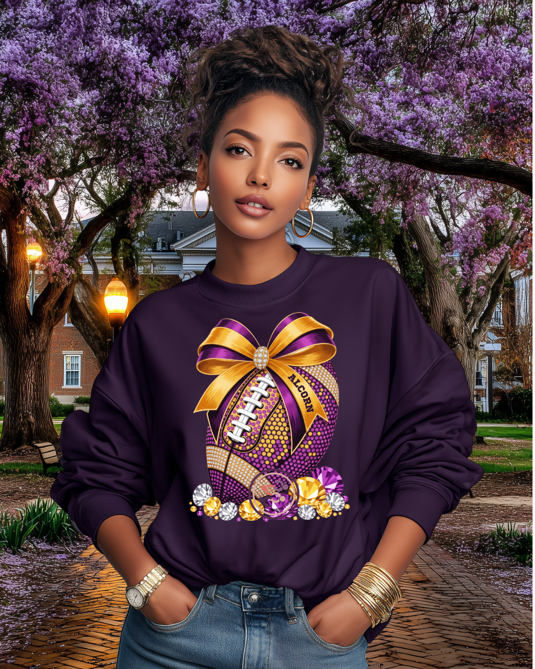 Alcorn Bling Football Sweatshirt