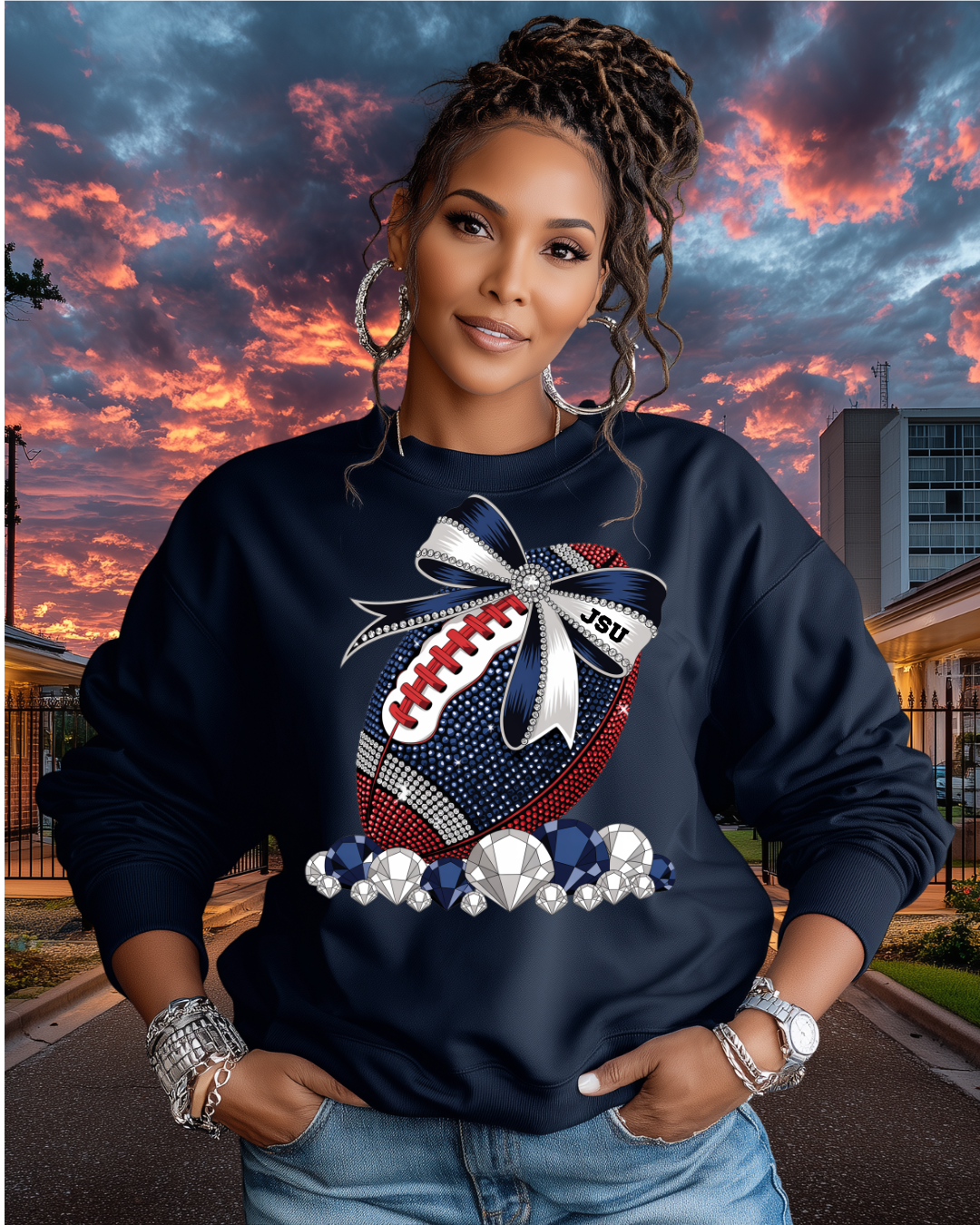 JSU Bling Football Sweatshirt
