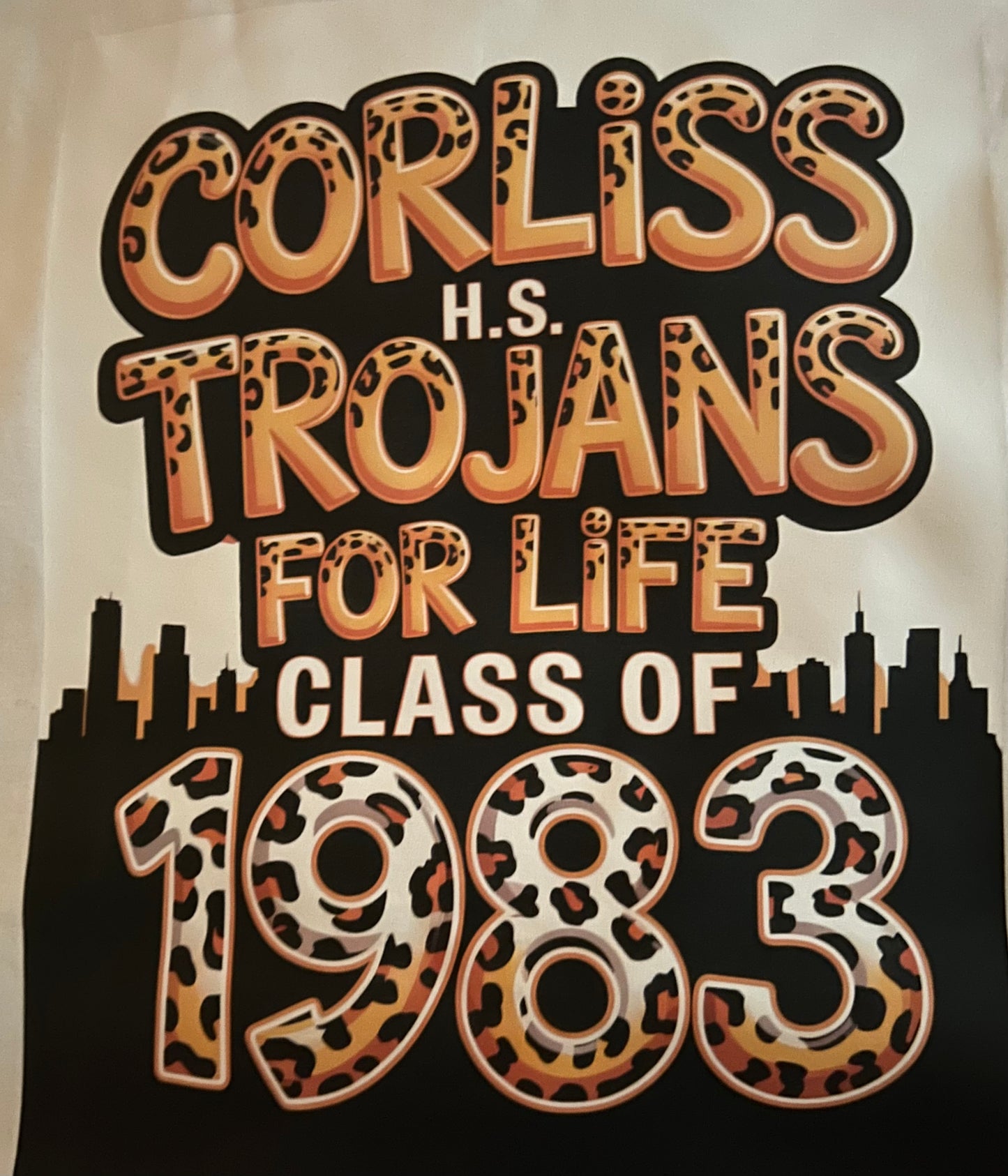 Corliss High School 1983 Leopard Print VINYL T-shirt