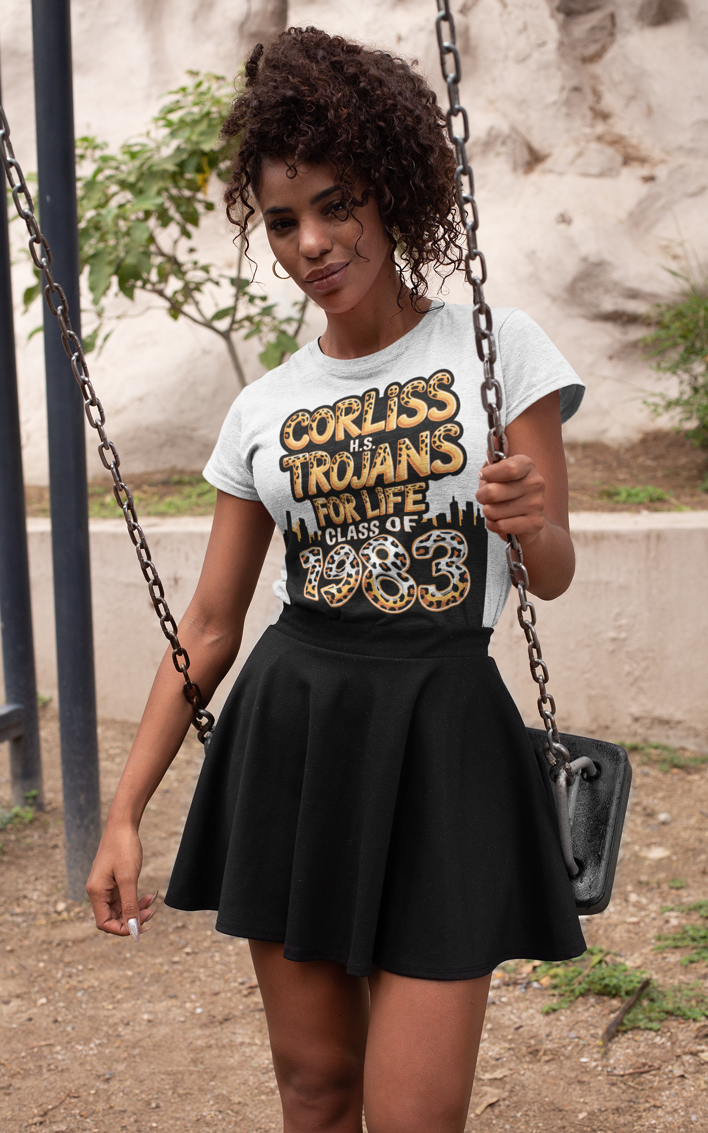 Corliss High School 1983 Leopard Print VINYL T-shirt
